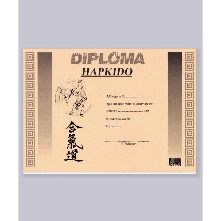 DIPLOMA: HAPKIDO DEGREES BLACK WHITE  - 1