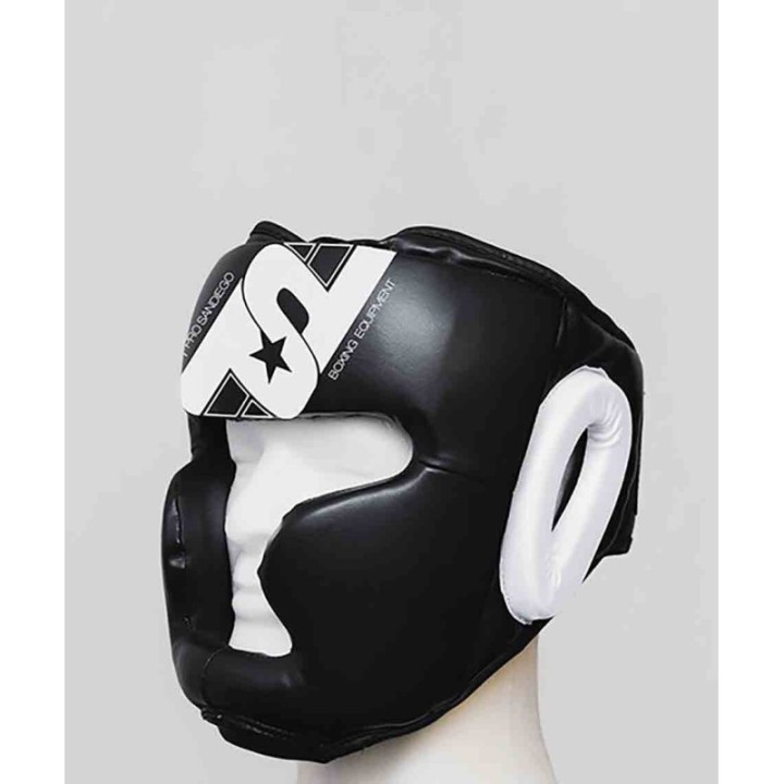 LEATHER BOXING HELMET CHIN TRAINING B/R  - 2