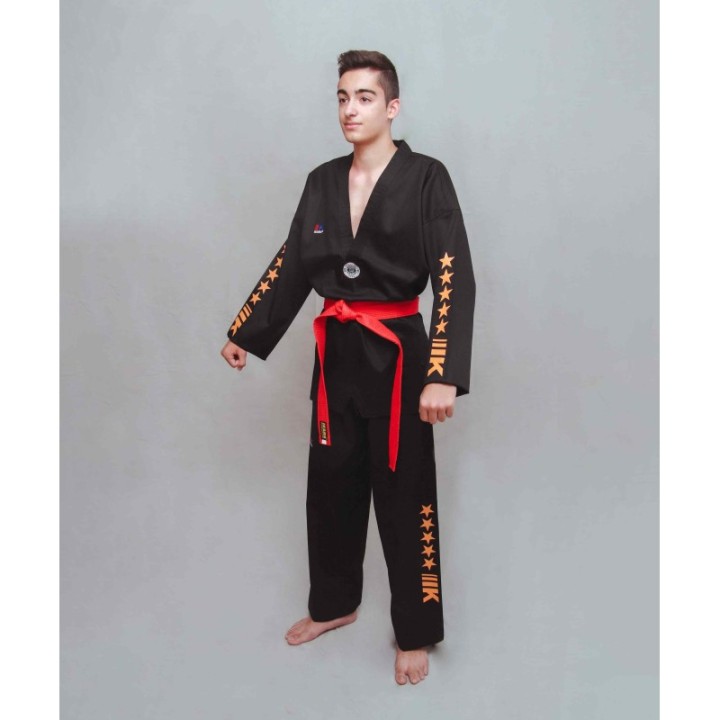 IKARA DOBOK MOD. TKD MASTER BLACK WITH ORANGE STARS  - 1