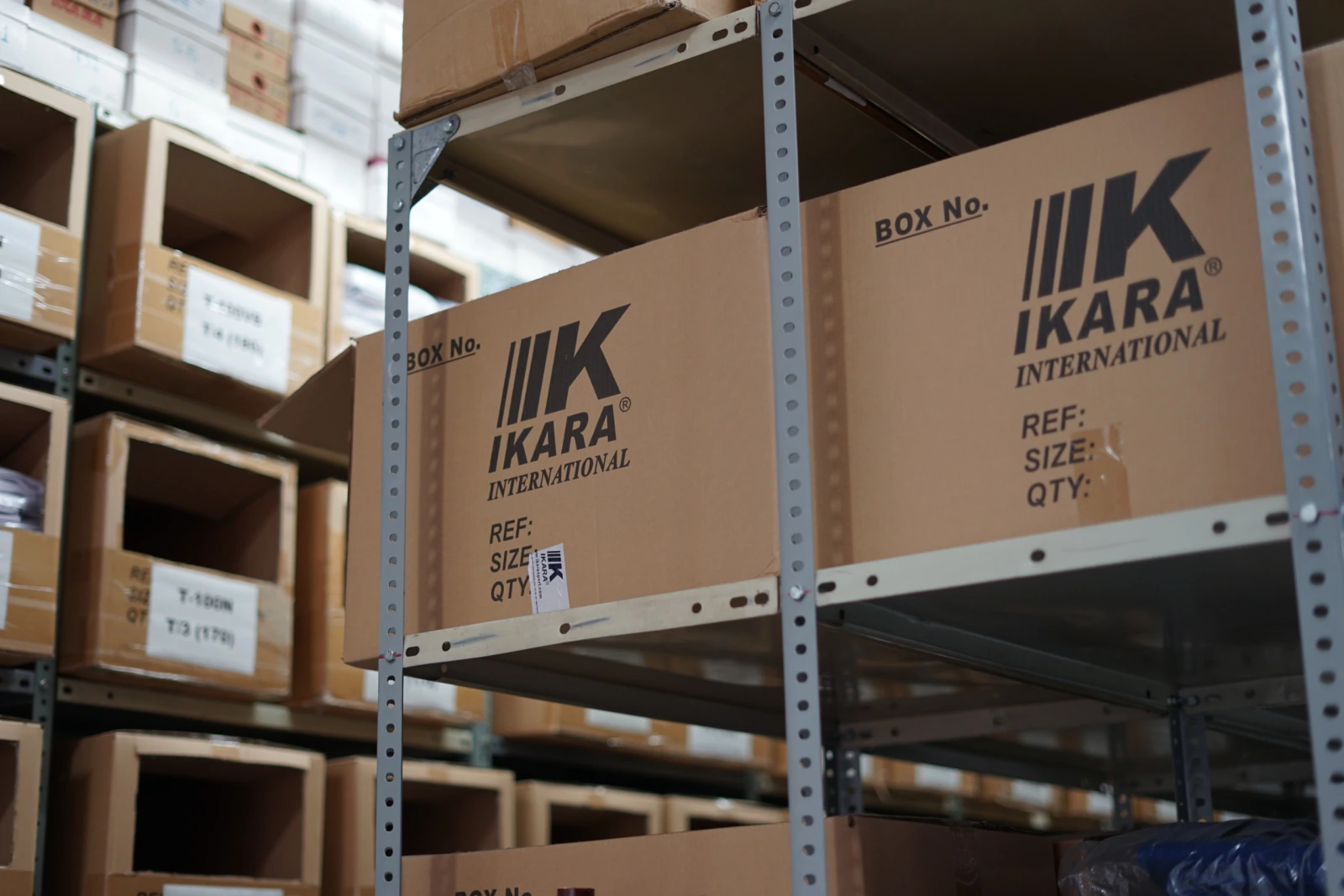 Cajas IKARA en el almacén